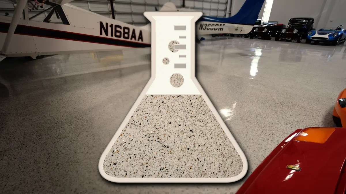 Illustration of a flask with coating mixture. Epoxy Floor Coating Prep is an important part of getting epoxy flooring right. 